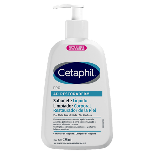 Cetaphil Sabonete Líquido Pro AD Restoraderm 236ml Sem Perfume para Pele Seca e Sensível
