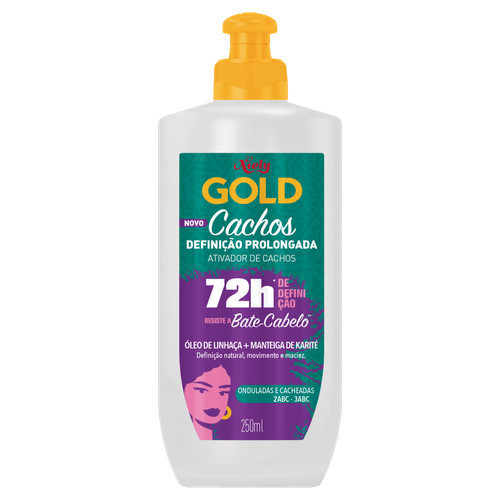 Ativador de Cachos Gold Definição 250ml Óleo de Linhaça e Manteiga de Karité Niely