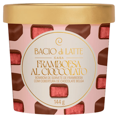 Bombom de Sorvete Framboesa al Cioccolato Bacio di Latte Casa - 144g