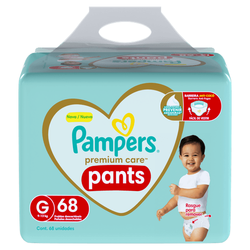Fralda Descartável Pants Premium Care G Noturna 12h 68 Unidades Pampers