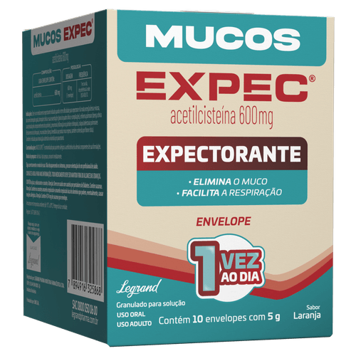 Mucos Expec 600mg Laranja - 10 Envelopes Granulado