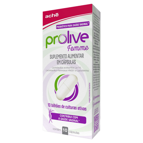 Suplemento Alimentar Probiótico para Saúde Vaginal Prolive Femme - 10 Cápsulas