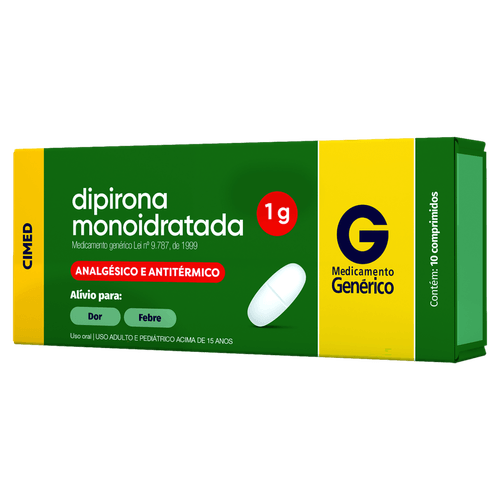 Analgésico Dipirona Monoidratada Cimed 1g Comprimido 10 Unidades
