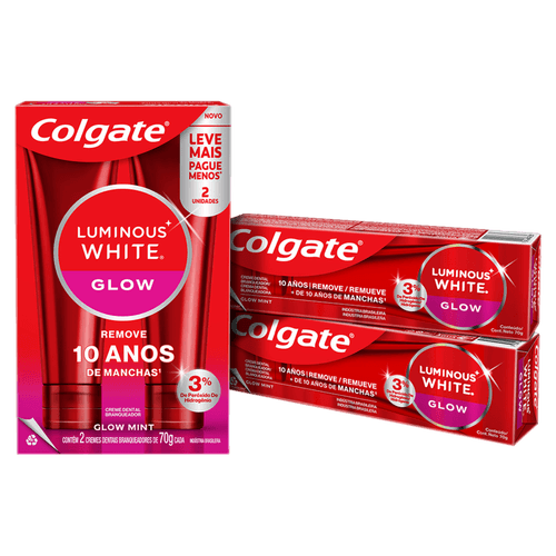 Kit Creme dental Luminous White 2x70g Glow Mint Colgate