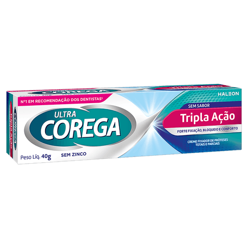 Creme Fixador de Próteses Ultra Tripla Ação 40g Sem Sabor Corega