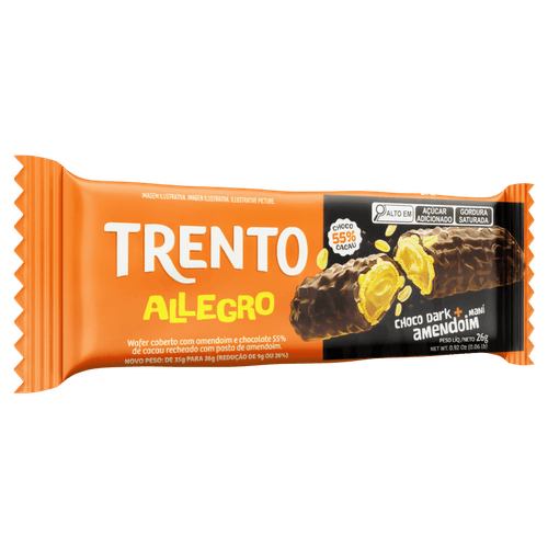 Chocolate Trento Allegro Dark 26g Amendoim 55% Cacau Peccin