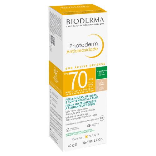 Protetor Solar Gel-Creme Antioleosidade Cor Muito Claro FPS 70 Bioderma Photoderm - 40g