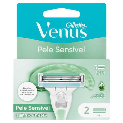 Carga de Aparelho para Depilar Pele Sensível Gillette Venus - 2 Unidades