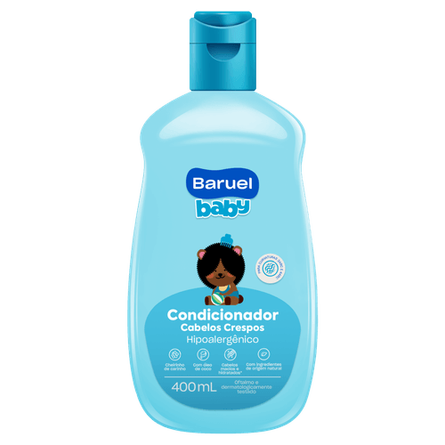 Condicionador Infantil Cabelos Crespos 400ml Óleo de Coco Baruel Baby Hidratação Anti-frizz