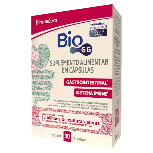 Suplemento Alimentar Bio GG Probiótico e Vitamina D Biosintética 30 Cápsulas