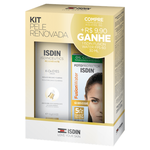 Kit de Cuidados com a Pele Isdinceutics Rejuvenate K-Ox Eyes 15g + Protetor Solar FPS 60 Isdin Fusion Water 30ml