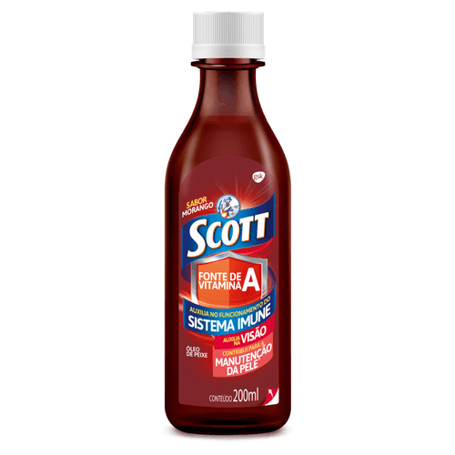 Emulsão Scott Suplemento Vitamínico Sabor Morango Frasco com 200ml