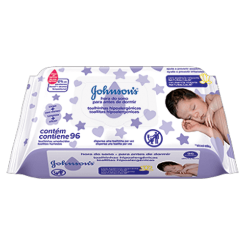 Toalha Umedecida Bebê Johnson's Hora do Sono Pacote 96 Unidades