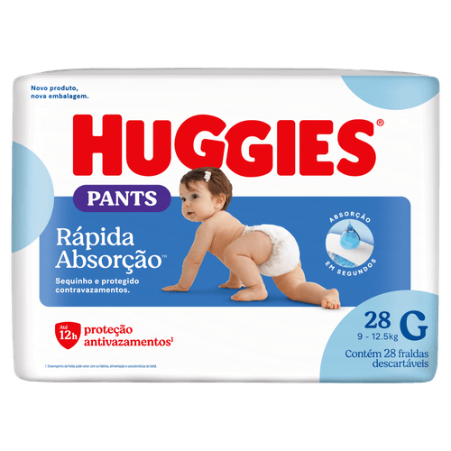 Fralda Descartável Infantil Pants Rápida Absorção G Dia e Noite 28 Unidades Huggies