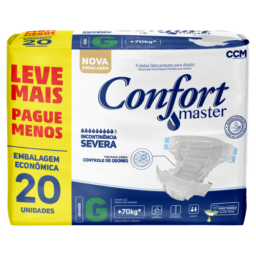 Fralda Geriátrica Confort Master G - Pacote com 20 Unidades