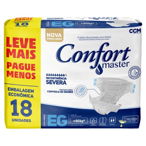 Fralda Geriátrica Confort Master EG - Pacote com 18 Unidades