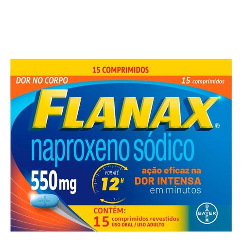 Bayer Flanax Naproxeno Sódico 550mg Comprimido Revestido 15 Unidades