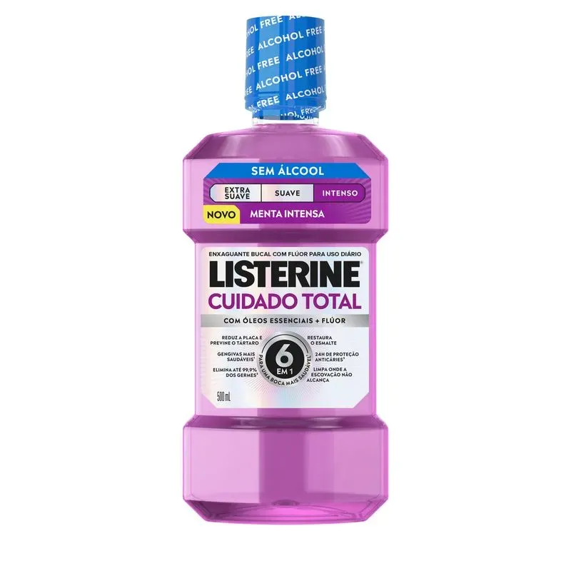 Enxaguante Bucal Listerine Cuidado Total sem Álcool Menta Intensa - 500ml