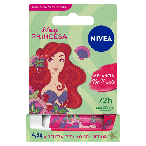 Hidratante Labial Melancia Brilhante Princesa Ariel 4,8g Nivea